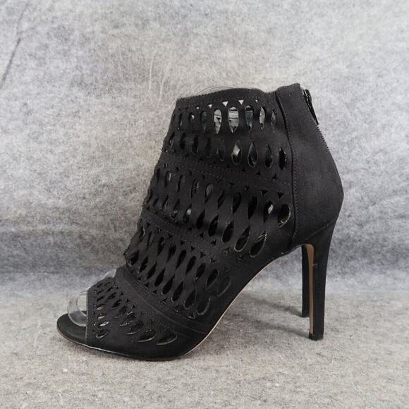 Aldo Shoes Womens 7 Pumps Stilettos Caged Laser Cut Fashion Zip Black Open Toe - Picture 3 of 13